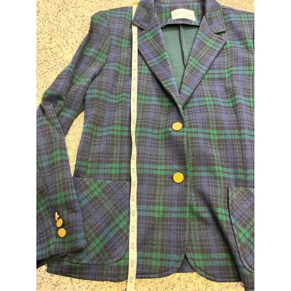 Cape Cod Match Mates Womens Plaid Blazer Jacket Gold Buttons Blue Green Size M - Picture 8 of 11